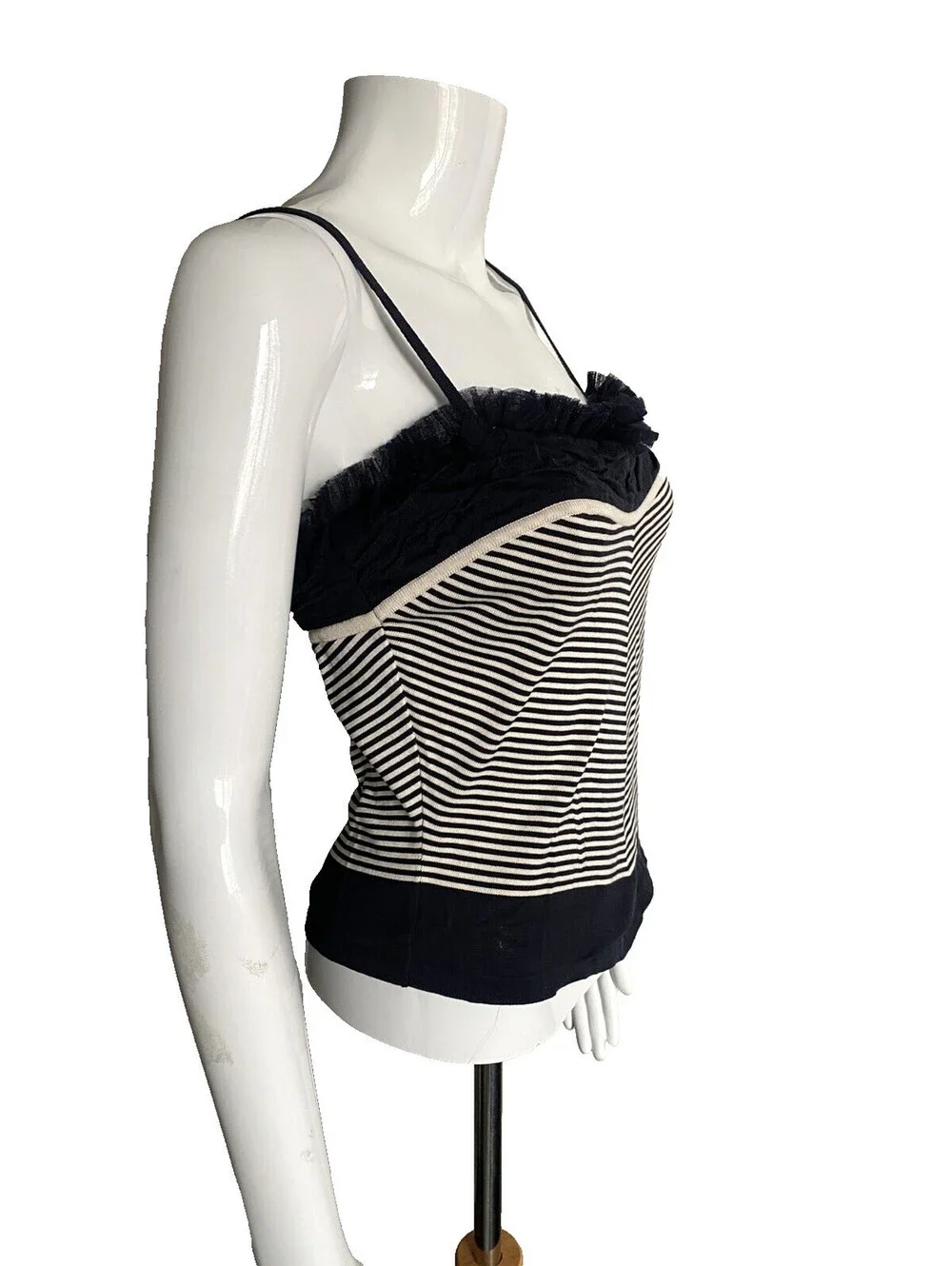 Vintage Chanel 2002 Cruise FR-36/38 Navy/White Stripe Camisole Top 02C